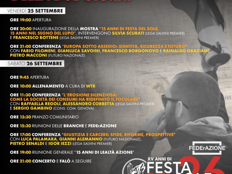 Festa del Sole 2026: il programma della due giorni